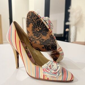 Betsey Johnson Multicolor Striped Heels